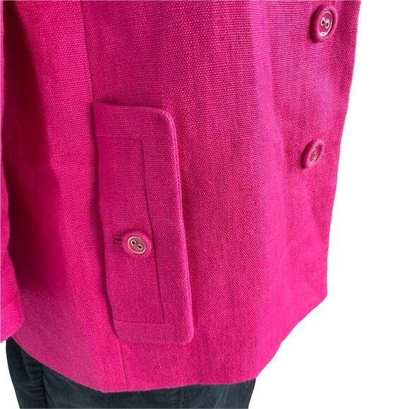Talbots Linen Blazer 3 Button Pockets Bright Pink Lined 4 EUC - Picture 9 of 10